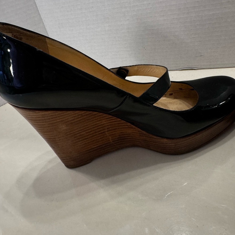 Black Mary Jane Wedge Shoes - Picture 7 of 10